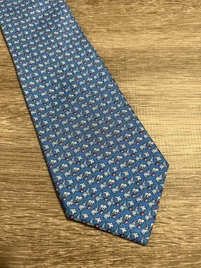 Jim Thompson Blue Elephant Pattern Silk Tie - Men Accessories